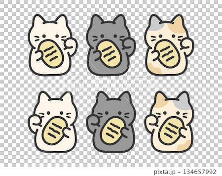 招き猫のイラストセット  134657992