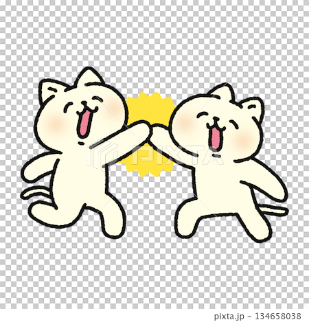 微笑的貓咪擊掌 134658038