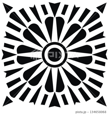 Abstract black and white geometric pattern forms square design 134658068
