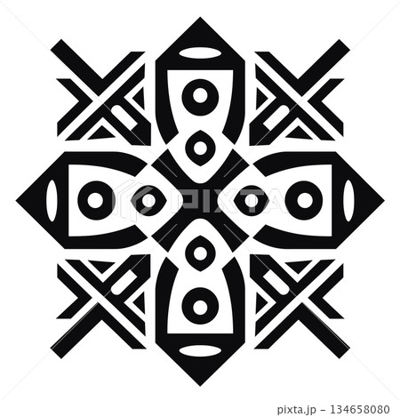 Abstract geometric pattern features tribal shapes and circle designs 134658080