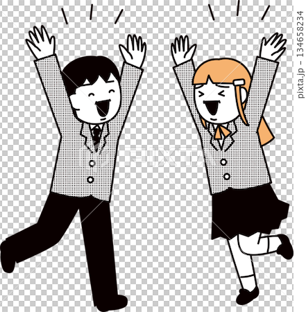 高中男生女生們歡呼雀躍 高中男生女生們歡呼雀躍 134658234