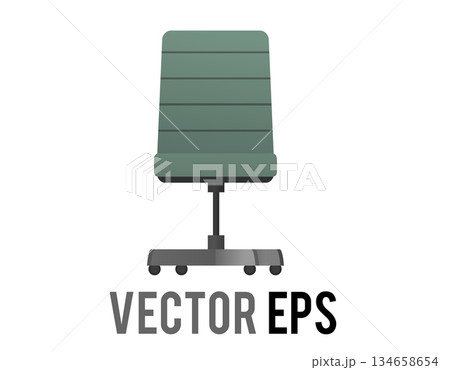 Modern green office chair with a sleek, ergonomic design and rolling casters 134658654