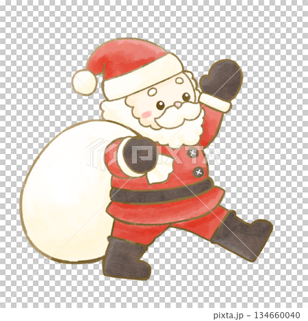 Watercolor illustration of Santa Claus waving Watercolor illustration of Santa Claus waving 134660040