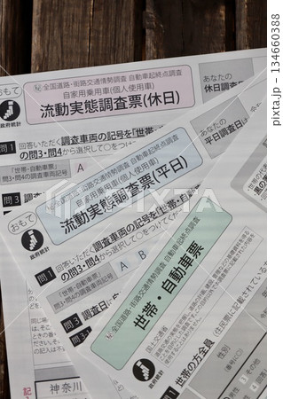 世帯用自動車の流動実態調査票　手書き用申請用紙 134660388