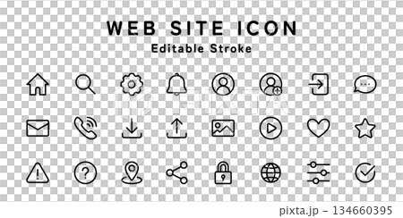 網站圖示集（線條粗細可調） 134660395