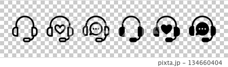 Support headset icon set Support headset icon set 134660404