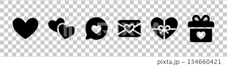 Heart icon set for gifts, love letters, and Valentine's Day 134660421