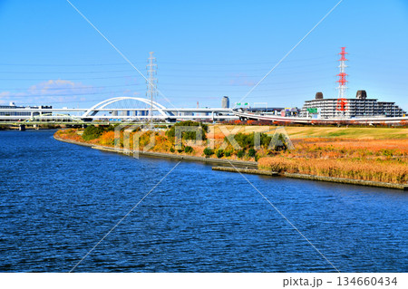 扇大橋/荒川より上流/江北橋方向を望む(東京都足立区)【2025.12】 扇大橋/荒川より上流/江北橋方向を望む(東京都足立区)【2025.12】 134660434