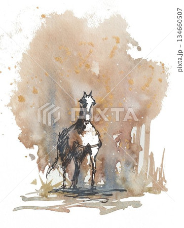 午年　年賀素材 134660507