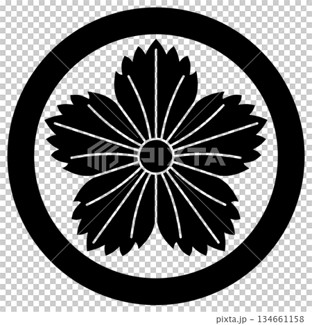 This is the family crest of Masatsugu Hikita. It is a circle with a dianthus (nadeshiko). 134661158