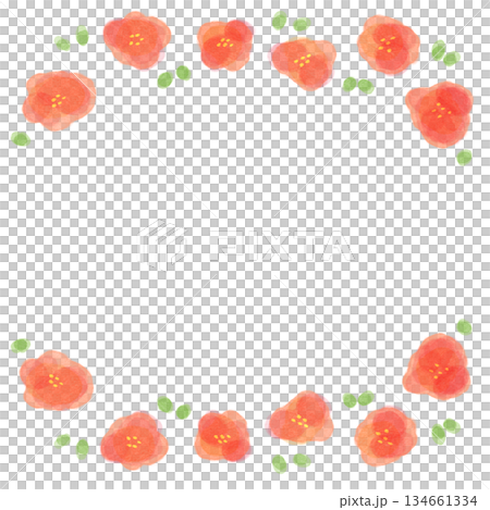 Simple floral red watercolor frame round Simple floral red watercolor frame round 134661334