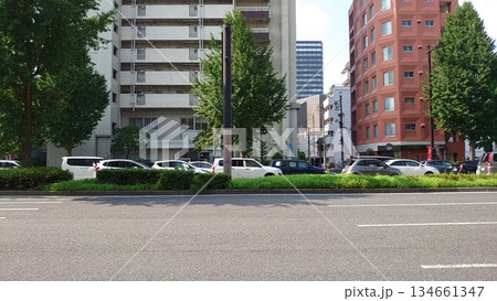信号待ちの車列 134661347