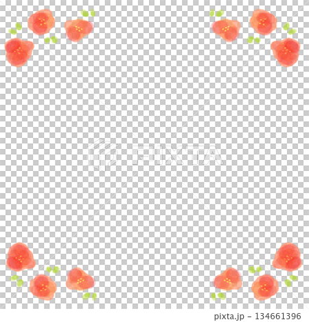 Simple floral red watercolor frame square Simple floral red watercolor frame square 134661396