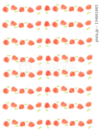 シンプルなお花の赤い水彩フレーム 縦型 134661665