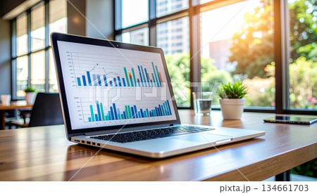 《AI画像》グラフが表示されたPC画面 134661703