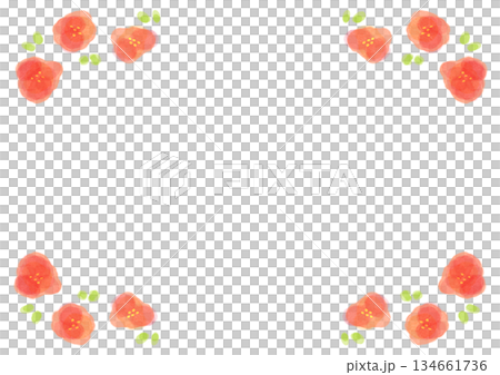 Simple floral red watercolor frame horizontal 134661736