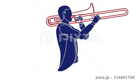 Trombone Musician Orchestra Instrument Cartoon Graphic Vector 134661788