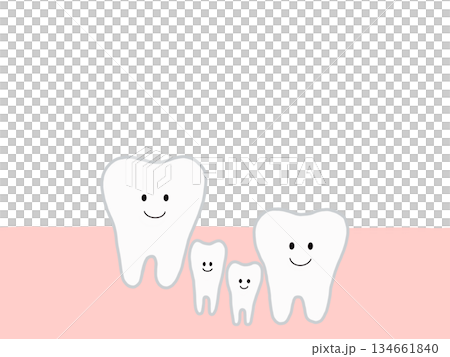 Illustration of impacted teeth, supernumerary teeth, and misaligned teeth due to replacement of baby teeth 134661840