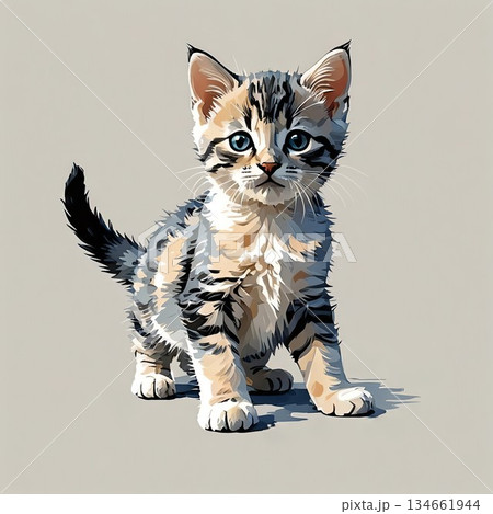 立ち上がった瞬間のアメリカンショートヘアの子猫 134661944