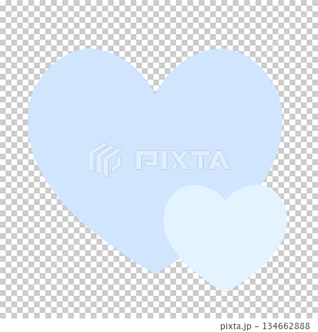 一個簡單的手繪插圖圖標,由重疊的大愛心和小愛心組成。淺藍色和藍色。 一個簡單的手繪插圖圖標,由重疊的大愛心和小愛心組成。淺藍色和藍色。 134662888
