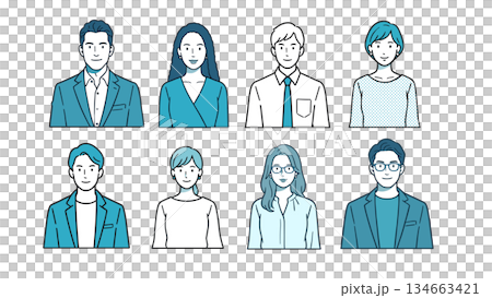 展現人物多樣性的半身像插畫（由人工智慧創作） 134663421