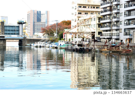 築地大橋近くの浜前橋にある水門周りの風景 134663637