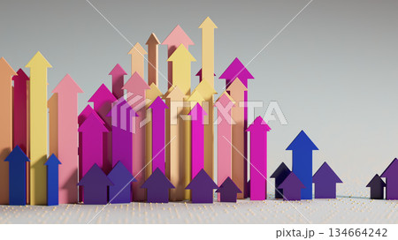 Colorful Upward Arrows Symbolizing Growth, Progress, and Business Momentum 134664242