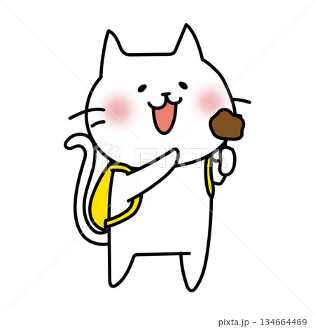 食べ歩きをする白い猫 134664469
