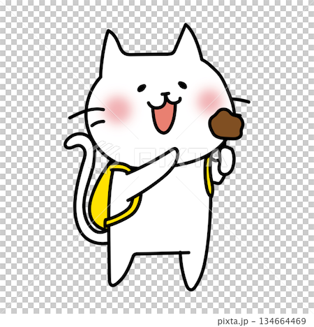 食べ歩きをする白い猫 134664469