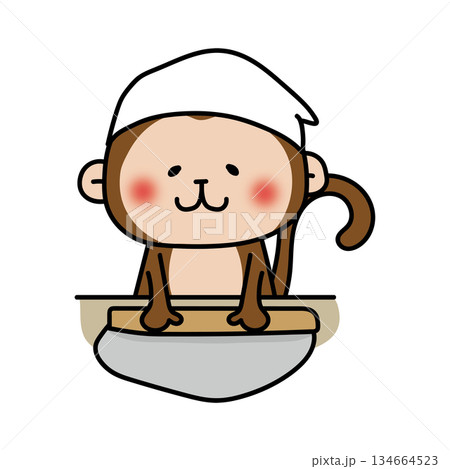 そば打ちをする猿 134664523
