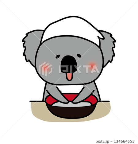 そば打ちをするコアラ 134664553