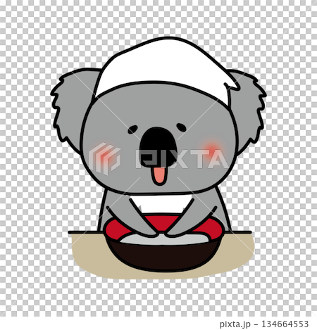そば打ちをするコアラ 134664553