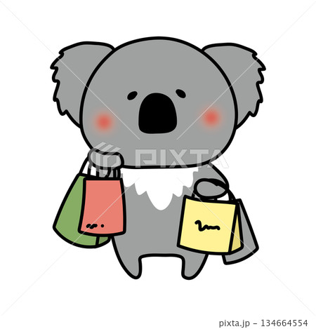 たくさんの買い物をしているコアラ 134664554