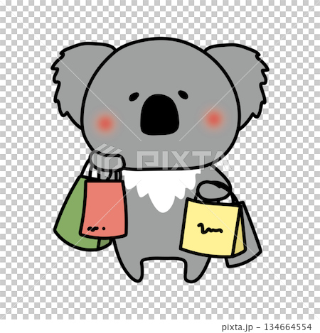 たくさんの買い物をしているコアラ 134664554