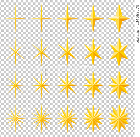 Set of vector illustrations of various shapes of star, sparkle and glitter mark icons 134665379