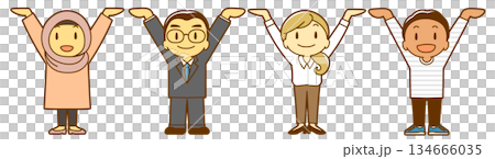 讓我們互相支持（跨國人士，僅限個人，面帶微笑） 134666035