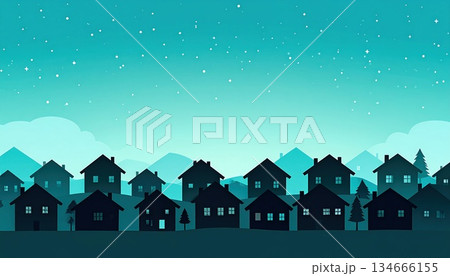 《AI画像》明け方の住宅街 134666155