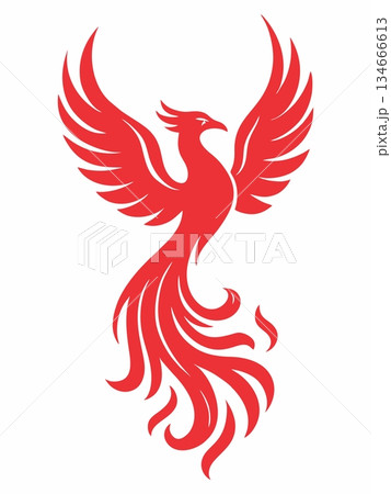 Phoenix bird silhouette vector illustration 134666613