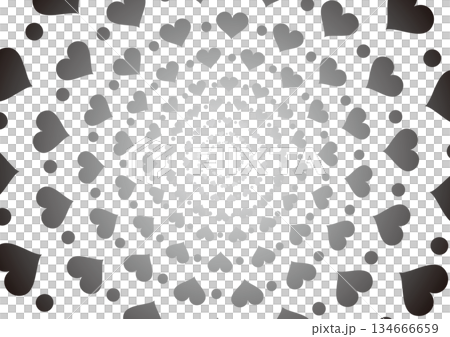 Monochrome illustration of a collection of hearts and dots Monochrome illustration of a collection of hearts and dots 134666659