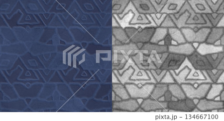 Ancient stone wall with carvings. Wall background via an alpha channel. 134667100