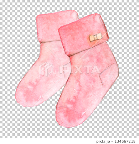 水彩イラスト　子供用の靴下 134667219
