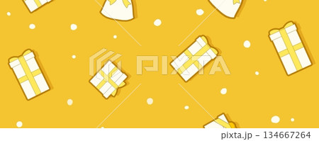 黄色のクリスマスプレゼントのバナー 黄色のクリスマスプレゼントのバナー 134667264
