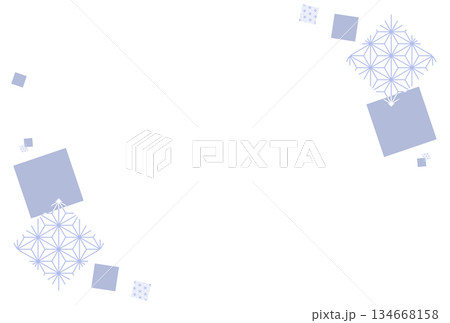 薄い青色の四角の麻の葉の和風背景 134668158