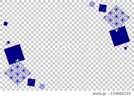 青色の四角の麻の葉の和風背景 134668159