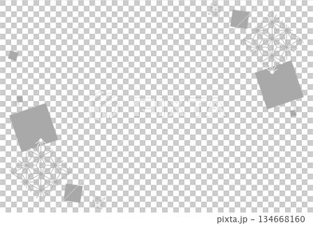 グレーの四角の麻の葉の和風背景 グレーの四角の麻の葉の和風背景 134668160