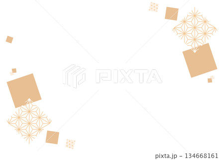 薄いオレンジ色の四角の麻の葉の和風背景 薄いオレンジ色の四角の麻の葉の和風背景 134668161