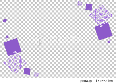 紫色の四角の麻の葉の和風背景 紫色の四角の麻の葉の和風背景 134668166