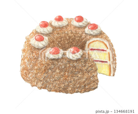 ドイツ菓子 フランクフルタークランツ 水彩色鉛筆イラスト ドイツ菓子 フランクフルタークランツ 水彩色鉛筆イラスト 134668191