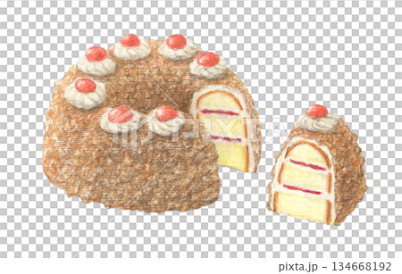 German sweets Frankfurter Kranz watercolor pencil illustration 134668192