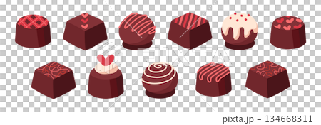 いろいろなチョコレート　バレンタインチョコ 134668311